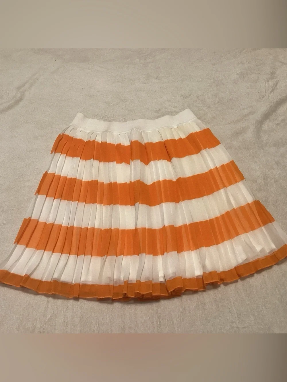 MonnaLisa Orange and White Striped Pleated Skirt